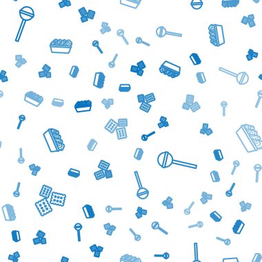 Set line Cracker biscuit, Lollipop and Chicken nuggets in box on seamless pattern. Vector.