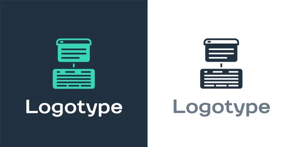 Logotype Server Data Web Hosting Icon Isolated White Background Logo — Stock Vector
