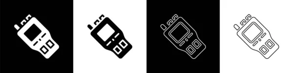 Conjunto Walkie Talkie Icono Aislado Sobre Fondo Blanco Negro Icono — Vector de stock