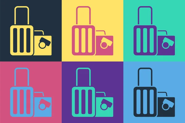 Pop Art Valise Pour Icône Voyage Isolée Sur Fond Couleur — Image vectorielle