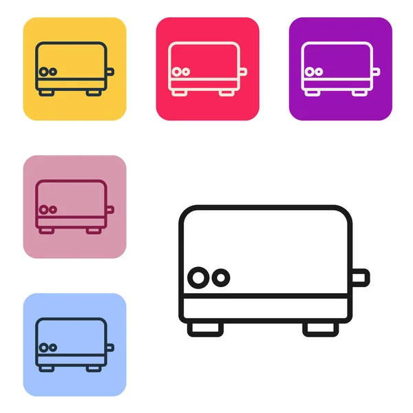 Black Line Toaster Icon Isolated White Background Set Icons Color — Stock Vector