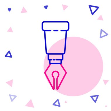 Line Fountain kalem ucu simgesi beyaz arkaplanda izole edildi. Kalem aleti işareti. Renkli taslak konsepti. Vektör İllüstrasyonu.