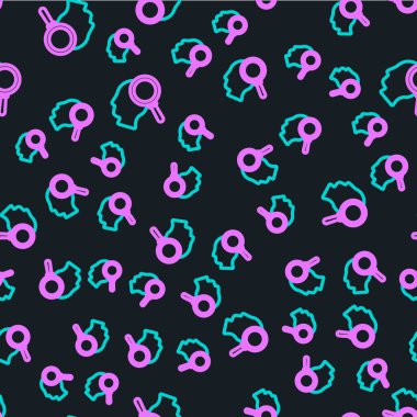 Çizgi bulma problemi psikoloji ikonunda izole edilmiş siyah arkaplan üzerinde kusursuz desen. Vektör.