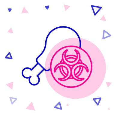 Line Gmo araştırma tavuk simgesi beyaz arka planda izole. Şırınga tavuğa enjekte ediliyor. Renkli taslak konsepti. Vektör.