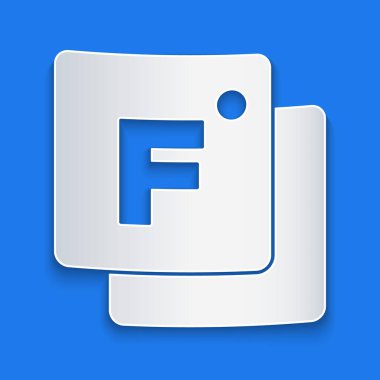 Kağıt kesiği Fahrenheit simgesi mavi arkaplanda izole edildi. Kağıt sanatı tarzı. Vektör.