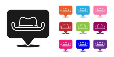 Siyah konum kovboy simgesi beyaz arka planda izole edildi. Simgeleri renklendirin. Vektör.