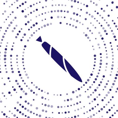 Mavi marihuana mekanı, beyaz arka planda izole edilmiş sigara ikonu. Uyuşturuculu sigara, esrar sarılmış sigara. Soyut çember rastgele noktalar. Vektör.