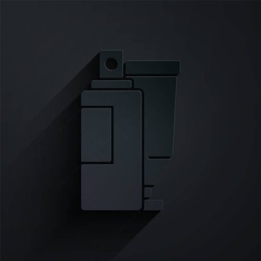 Kağıt kesiği kremi ya da losyon kozmetik tüp simgesi siyah arka planda izole edilmiş. Kadınlar için vücut bakım ürünleri. Kağıt sanatı tarzı. Vektör.