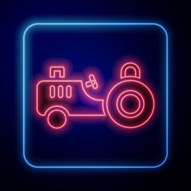 Parlayan neon çekici simgesi mavi arkaplanda izole edildi. Vektör.