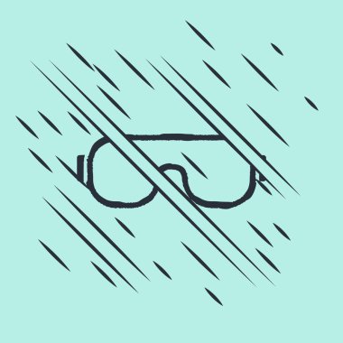 Yeşil arkaplanda siyah kayak gözlüğü simgesi izole edildi. Olağanüstü bir spor. Spor malzemeleri. Arıza tarzı. Vektör.