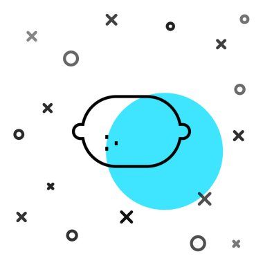 Beyaz arkaplanda siyah çizgi limon simgesi izole edildi. Rastgele dinamik şekiller. Vektör İllüstrasyonu.