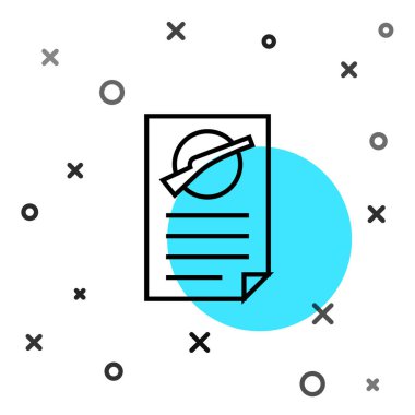 Siyah çizgi Ateşli Silahlar lisans simgesi beyaz arkaplanda izole edildi. Silah ruhsatı. Rastgele dinamik şekiller. Vektör.