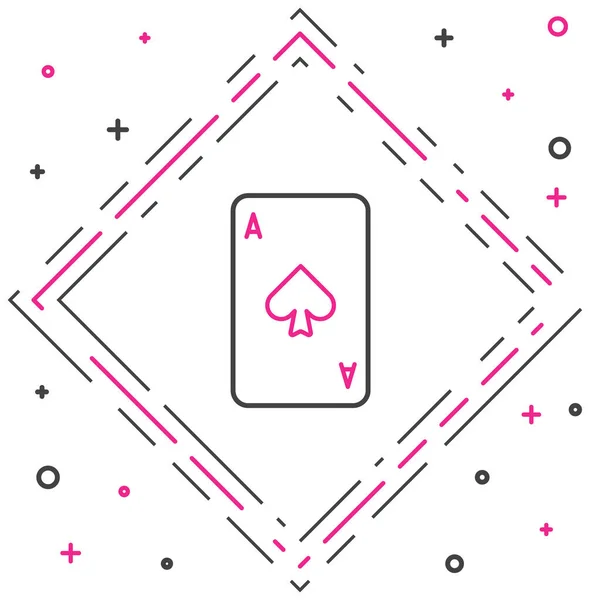 Linie Spielkarte Mit Pik Symbol Auf Weißem Hintergrund Casino Glücksspiel — Stockvektor