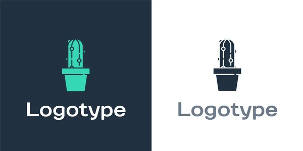 Logotype Cactus Peyote Pot Icoon Geïsoleerd Witte Achtergrond Planten Groeien — Stockvector