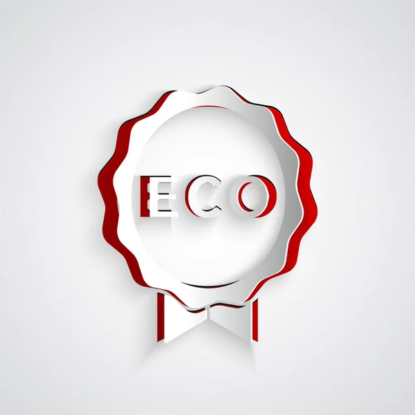 Papier Découpé Bannière Étiquette Étiquette Logo Pour Éco Vert Icône — Image vectorielle