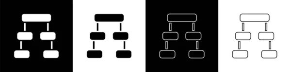 Set Business Hierarchie Organogrammdiagramm Infografik Symbol Isoliert Auf Schwarz Weißem — Stockvektor