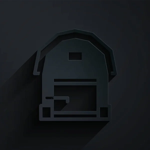 Papiergeschnittene Bauernhaus Ikone Isoliert Auf Schwarzem Hintergrund Papierkunst Vektor — Stockvektor