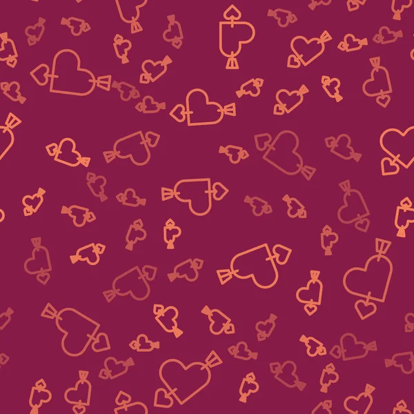 Brun Linje Amour Symbol Med Hjärta Och Pil Ikonen Isolerad — Stock vektor