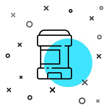 Siyah çizgi anti-terletici deodorant rulo ikonu beyaz arkaplanda izole edildi. Vücut hijyeni için kozmetik. Rastgele dinamik şekiller. Vektör.