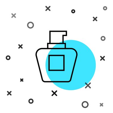 Beyaz arka planda siyah çizgi kremi ya da losyon kozmetik tüp ikonu izole edilmiş. Kadınlar için vücut bakım ürünleri. Rastgele dinamik şekiller. Vektör.