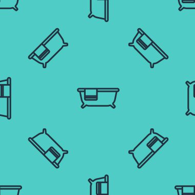 Siyah çizgi küvet ikonu yeşil arka planda izole edilmiş pürüzsüz desen. Vektör.