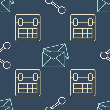 Satır Paylaşım, Takvim ve Zarf 'ı pürüzsüz desene ayarla. Vektör.