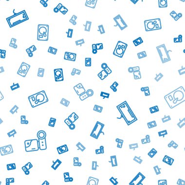 Sinema kamerası, Klavye ve Sabit disk sürücüsü HDD 'yi pürüzsüz bir şablona ayarla. Vektör.