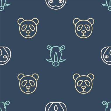 Sırayı Baykuş kuşuna, şirin panda yüzüne ve yaban domuzu kafasına göre ayarla. Vektör.