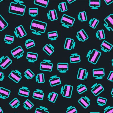 Line Location Otel simgesi siyah arkaplanda izole edilmiş. Otel, pansiyon, seyahat, konut kirası, gayrimenkul sembolü. Vektör İllüstrasyonu.