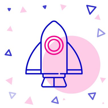 Roket çizgisi simgesi beyaz arkaplanda izole edildi. Uzay yolculuğu. Renkli taslak konsepti. Vektör.