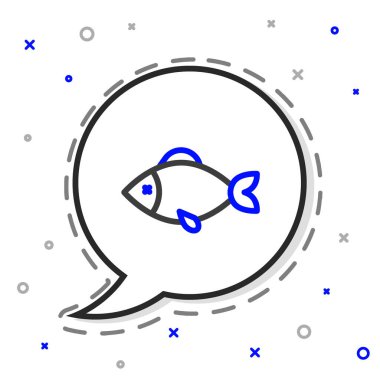 Line Fish simgesi beyaz arkaplanda izole edildi. Renkli taslak konsepti. Vektör.