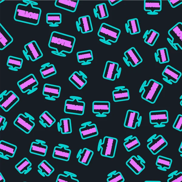 Line Location Otel simgesi siyah arkaplanda izole edilmiş. Otel, pansiyon, seyahat, konut kirası, gayrimenkul sembolü. Vektör İllüstrasyonu.