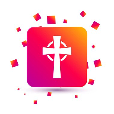 Beyaz arka planda çapraz simgesi olan Beyaz Tombstone. Mezar ikonu. Kare renk düğmesi. Vektör.