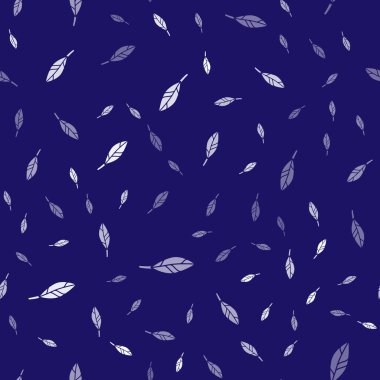 Beyaz Sihirli tüy ikonu mavi arka planda izole edilmiş pürüzsüz desen. Vektör.