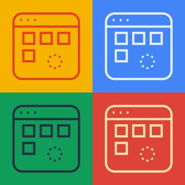 Resim çizgisi renk arkaplanında izole edilmiş bir işlem çubuğu simgesi olan bir veri penceresi yüklüyor. Vektör