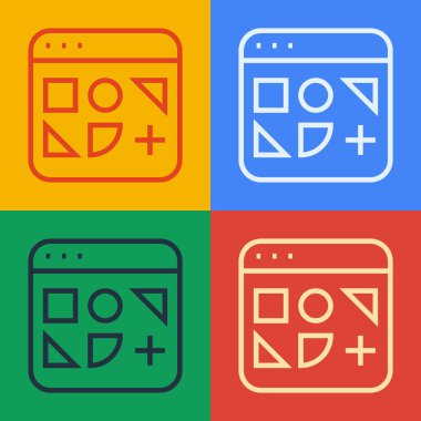 Pop sanat çizgisi Farklı dosya simgesi renk arkaplanında izole edildi. Vektör