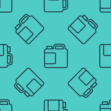 Çamaşır deterjanı, çamaşır suyu, bulaşık suyu ya da yeşil arka planda izole edilmiş başka bir temizlik maddesi ikonu için siyah çizgi plastik şişe. Vektör.