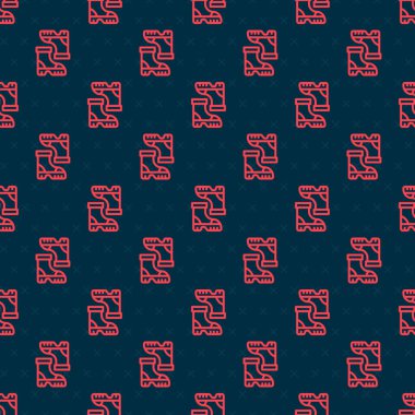 Kırmızı çizgi, su geçirmez lastik bot ikonu siyah arka planda izole edilmiş kusursuz desen. Yağmurlu hava, balıkçılık, bahçe işleri için çizme. Vektör.