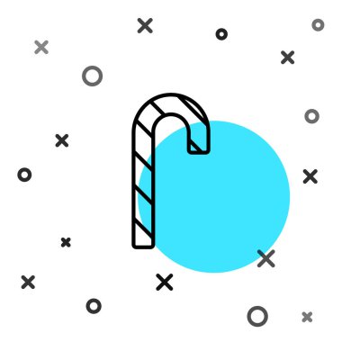 Beyaz arka planda izole edilmiş çizgili siyah çizgi Noel şekerleme çubuğu. Mutlu Noeller ve mutlu yıllar. Rastgele dinamik şekiller. Vektör.