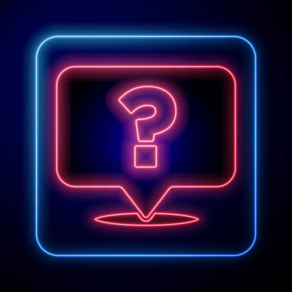 Glowing Neon Question Mark Icon Isolated Blue Background Faq Sign — Stock Vector