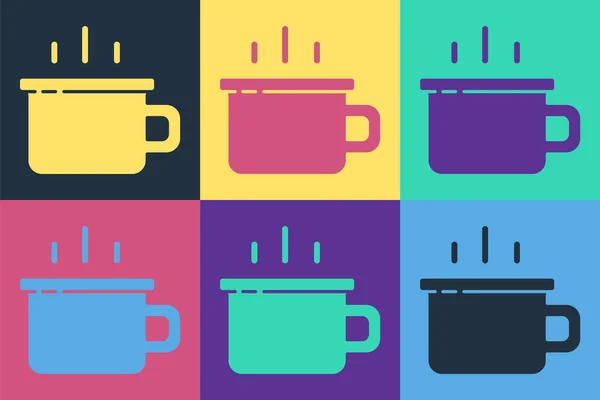 Pop Art Icono Taza Café Aislado Fondo Color Taza Café — Vector de stock