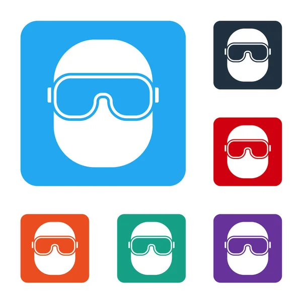 Icono Gafas Esquí Blancas Aisladas Sobre Fondo Blanco Deporte Extremo — Vector de stock