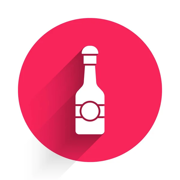 Icono Botella Champán Blanco Aislado Con Sombra Larga Feliz Navidad — Vector de stock