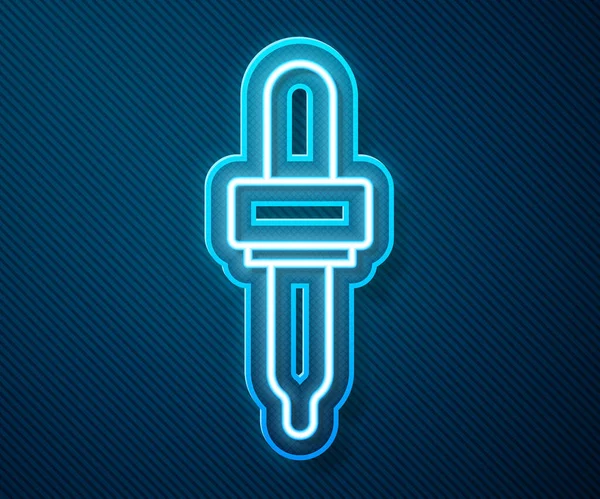 Zářící Neonová Čára Ikona Pipette Izolovaná Modrém Pozadí Prvek Lékařského — Stockový vektor