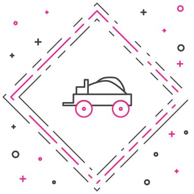 Vahşi batı hattı araba ikonu beyaz arka planda izole edildi. Renkli taslak konsepti. Vektör İllüstrasyonu.