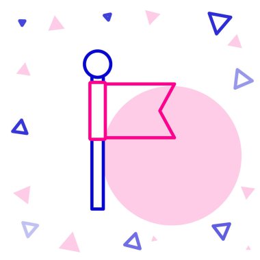 Beyaz arkaplanda çizgi bayrağı simgesi izole edildi. Yer belirleyici sembol. Renkli taslak konsepti. Vektör İllüstrasyonu.