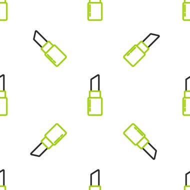 Çizgi ruj simgesi beyaz arkaplanda izole edilmiş kusursuz desen. 8 Mart. Uluslararası Mutlu Kadınlar Günü. Vektör İllüstrasyonu.