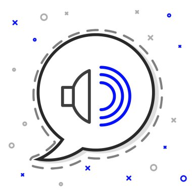 Hat Hoparlörü sesi, ses sembolü, beyaz arkaplanda izole edilmiş medya müzik simgesi. Renkli taslak konsepti. Vektör İllüstrasyonu.