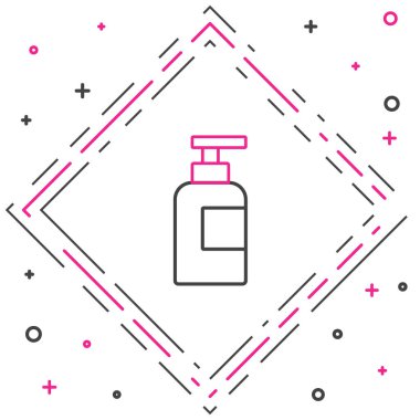 Beyaz arka planda izole edilmiş bir şampuan ikonu çizgisi. Renkli taslak konsepti. Vektör.