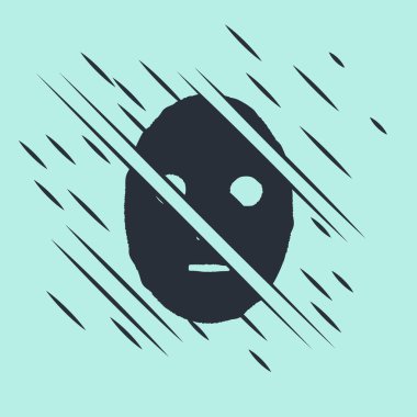 Siyah Yüz Kozmetik Maskesi simgesi yeşil arka planda izole edildi. Kozmetoloji, ilaç ve sağlık hizmetleri. Arıza tarzı. Vektör İllüstrasyonu.